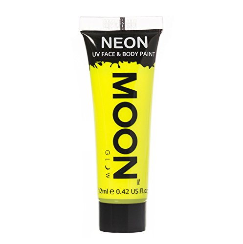 A 12ml tube of bright yellow Neon UV face and body paint.