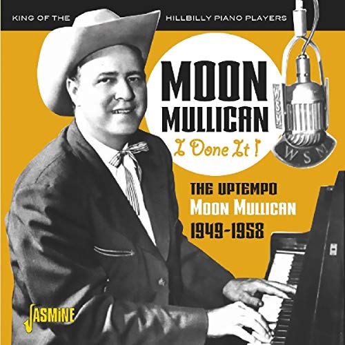 Moon Mullican portrait on CD cover, playing piano with vintage microphone.