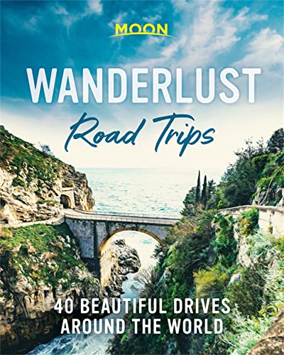 Book cover: "Wanderlust Road Trips" with a coastal road image.
