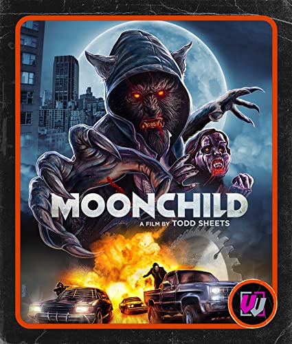Horror movie poster featuring a werewolf figure and car chase scene.