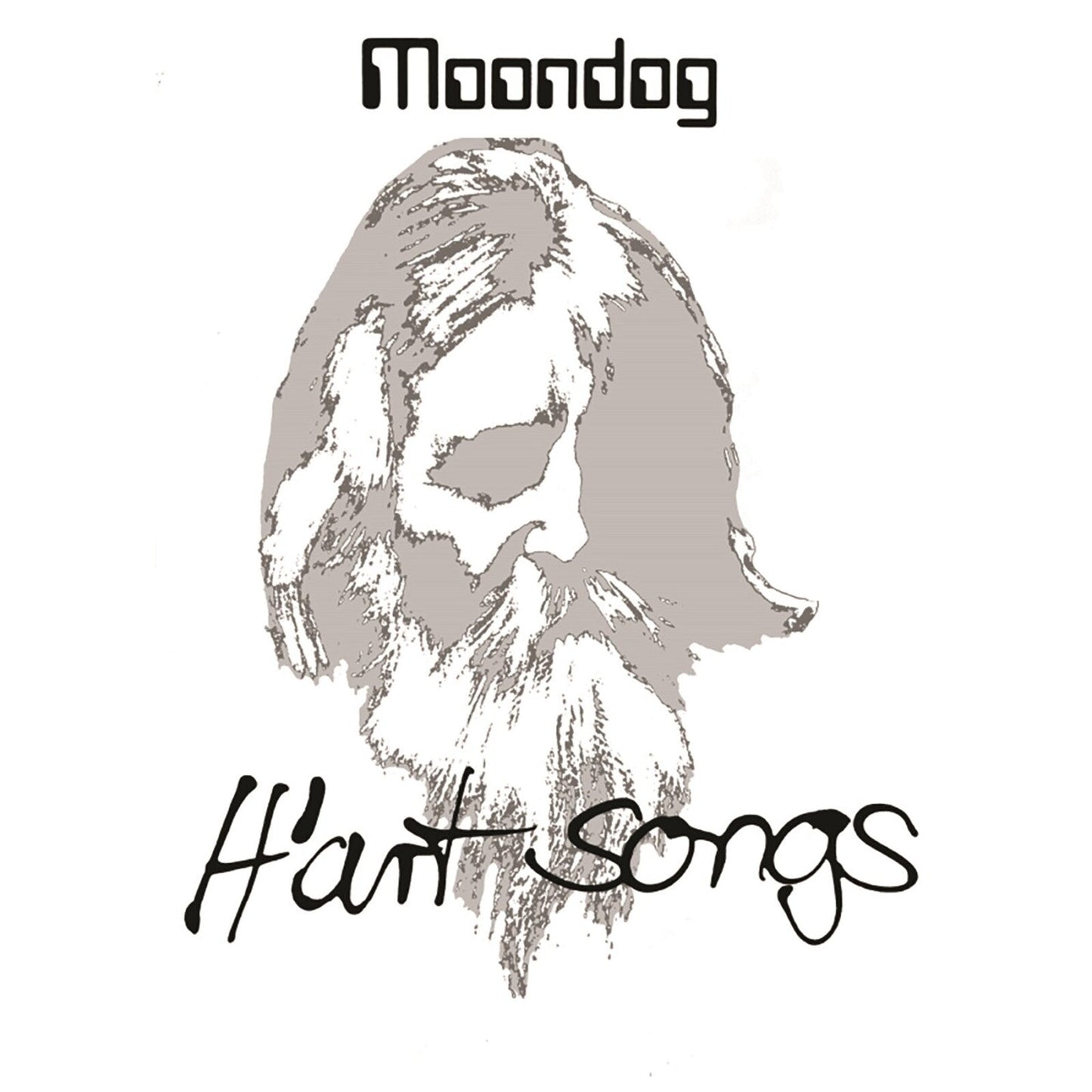 CD cover for Moondog’s “Hart Songs” featuring a sketched face.