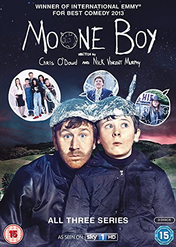 DVD cover for Moone Boy featuring two characters wearing tinfoil hats against rural background.