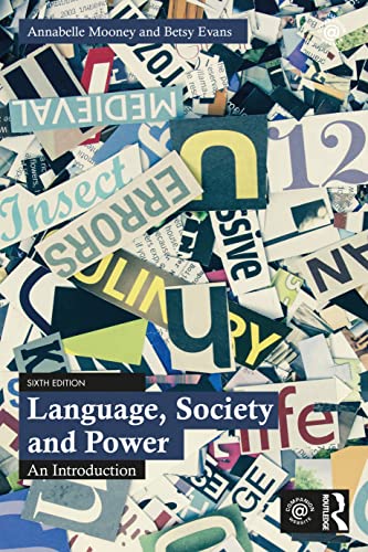 Book cover: “Language, Society and Power” with collage background.