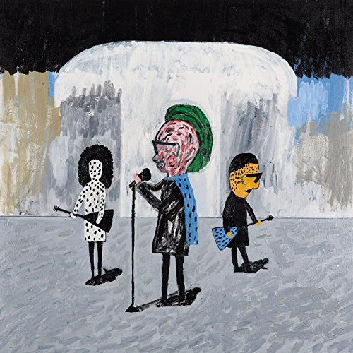 Painted album cover featuring three cartoon figures with musical instruments.