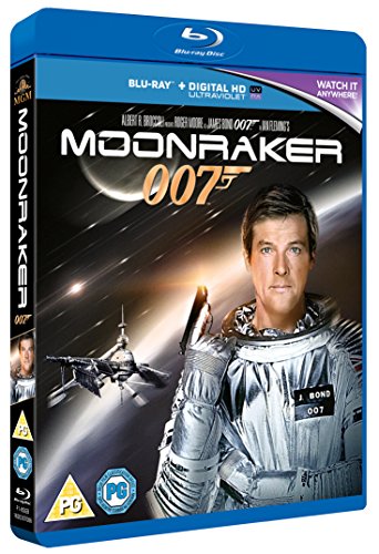 Blue case for Moonraker 007 Blu-ray with astronaut-suited man and space scene.