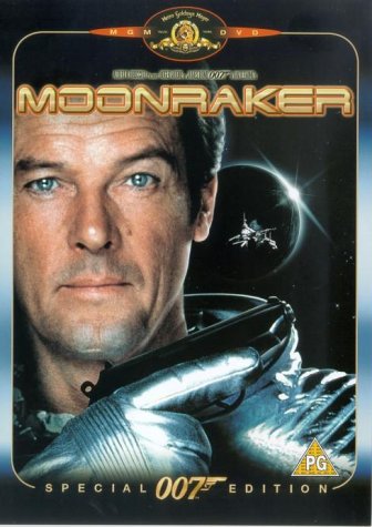 Moonraker" DVD cover featuring Roger Moore in a spacesuit, with a spaceship.