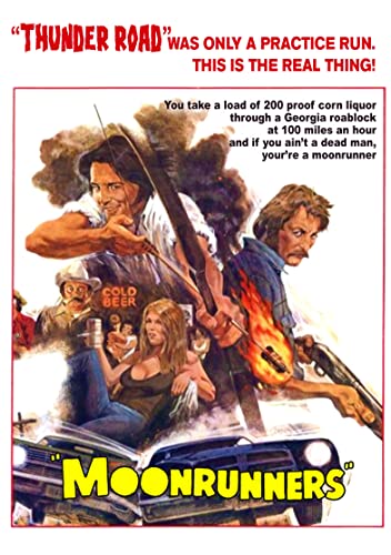 “Moonrunners” DVD cover featuring men with guns and a car chase scene.