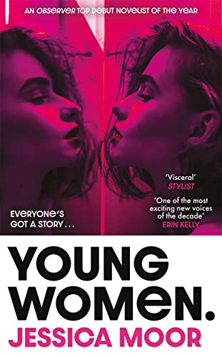 Book cover: split image of a young woman’s face, pink background, bold text.