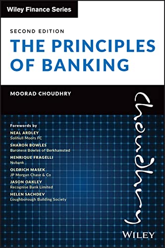 Book cover: "The Principles of Banking," second edition, blue grid background.