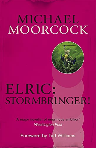 Book cover for "Elric: Stormbringer!" with a warrior in a green circle.