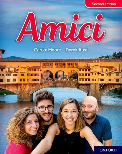 Amici" textbook cover with Italian scenery and people on the Ponte Vecchio.