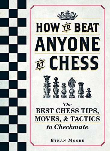 Chess book cover with title, chess pieces, and checkered border.