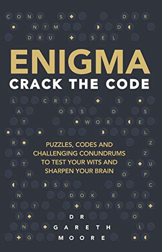 Book cover: "Enigma: Crack the Code" with lettered keyboard background.