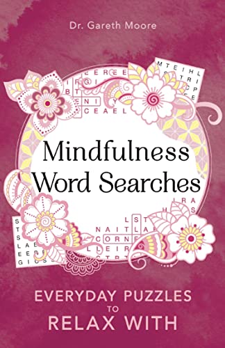 Book cover with floral designs and text: "Mindfulness Word Searches".