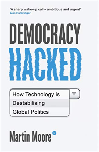 Book cover: "Democracy Hacked" with a dropdown menu graphic.