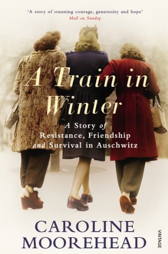 Book cover: three women walking away, titled “A Train in Winter.”