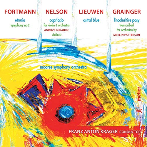 CD cover with abstract colorful painting and composer/conductor names.