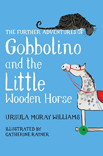 Book cover featuring a black cat and a wooden horse with red reins.