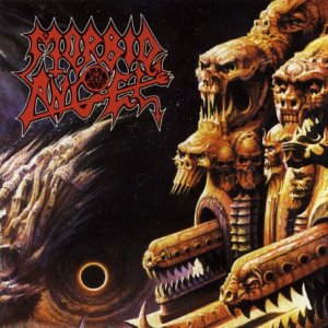 Morbid Angel vinyl album cover featuring a grotesque, multi-skull creature against a dark background.