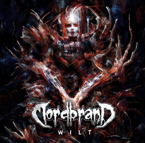 Dark, abstract album cover for Mordbrand’s “Wilt” with a ghostly face and thorny branches.