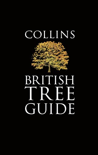 Book cover for Collins British Tree Guide with a tree illustration on black background.