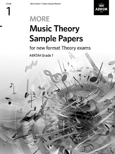 ABRSM Grade 1 Music Theory sample papers book cover with musical notes.