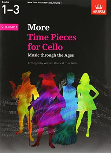 Cello music book cover with colorful silhouettes of historical figures.