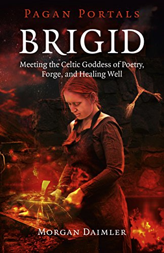Book cover depicting a woman forging metal in a fiery setting.
