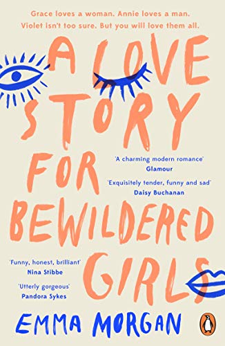 Book cover with hand-lettered title, blue eye and lip illustrations on cream background.