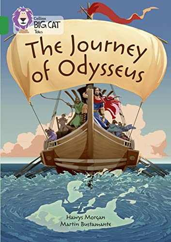 Book cover depicting Odysseus and crew sailing on a ship at sea.