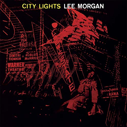 Album cover for Morgan Lee’s “City Lights” with red line art on black.