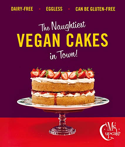 Book cover featuring a three-layer vegan cake with strawberry garnish.