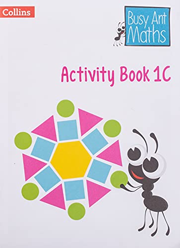 “Busy Ant Maths” activity book 1C cover with colorful shapes and an ant.