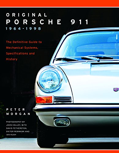 Silver Porsche 911 car on book cover, detailing mechanical systems and history.