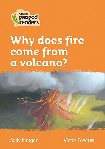 Book cover with orange background, title, and illustration of an erupting volcano.