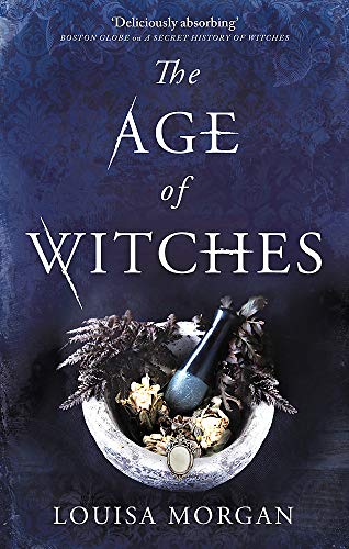 Book cover for The Age of Witches featuring a mortar and pestle with herbs.