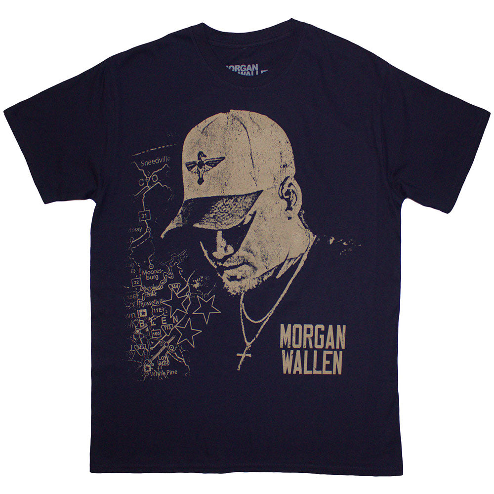 Medium, unisex t-shirt featuring a cap design, likely with Morgan Wallen branding.