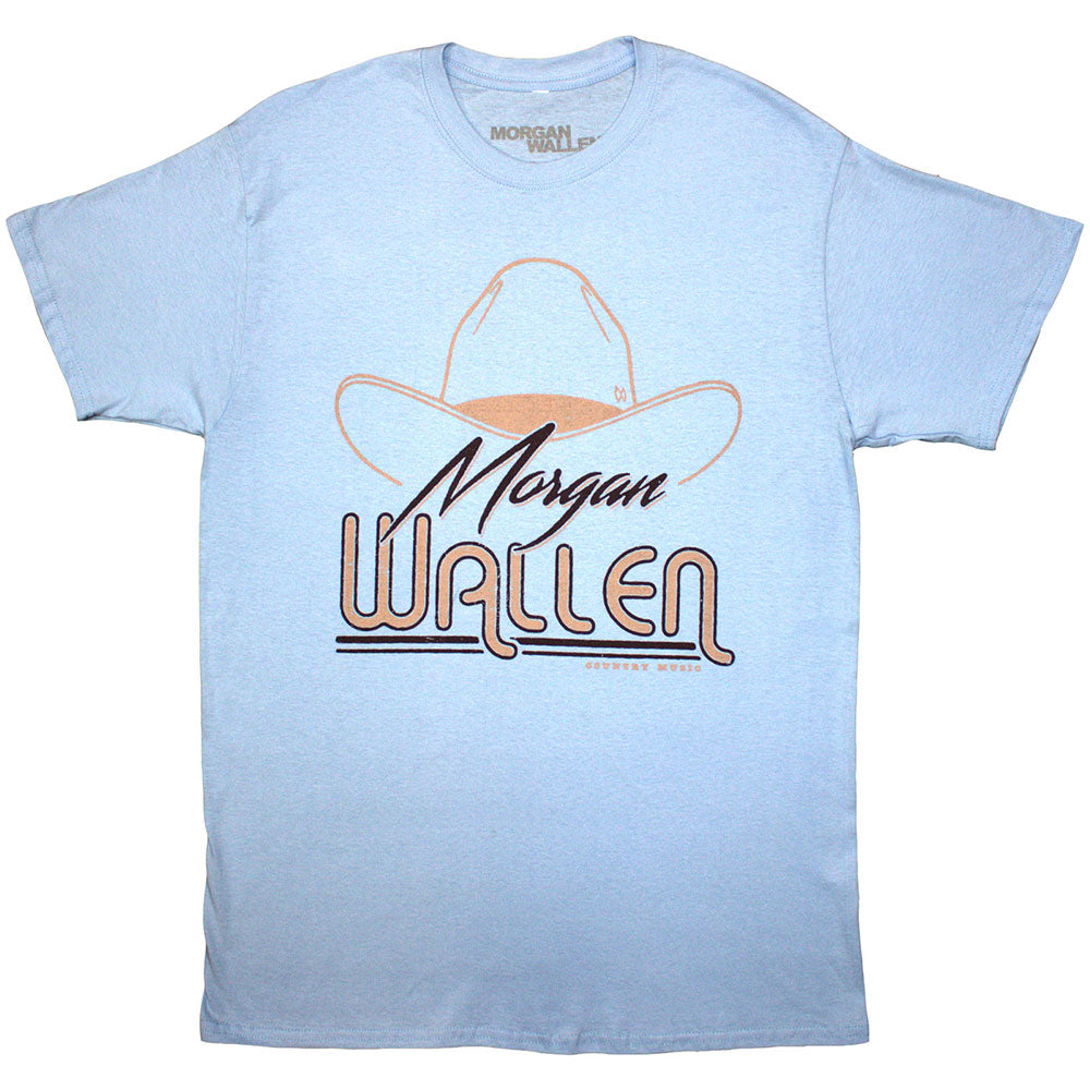 A black unisex t-shirt featuring a graphic of a Stetson hat.
