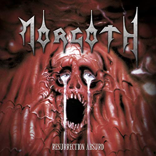 Album cover for Morgoth, featuring a distorted, screaming face in red tones.