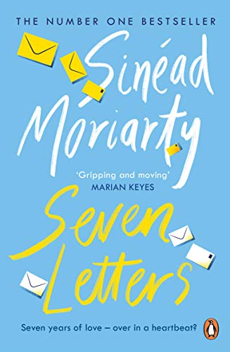 Book cover for “Seven Letters” by Sinéad Moriarty with envelope illustrations.