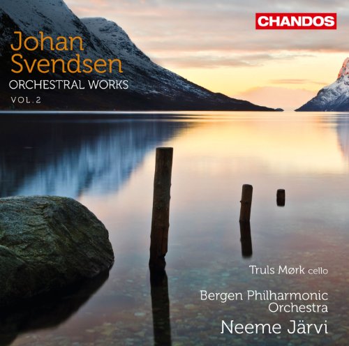 CD cover: fjord landscape with wooden posts, text naming composers and performers.