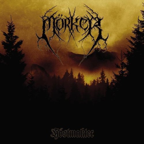 CD cover for "Morker - Hostmakter" with dark forest and sunset imagery.