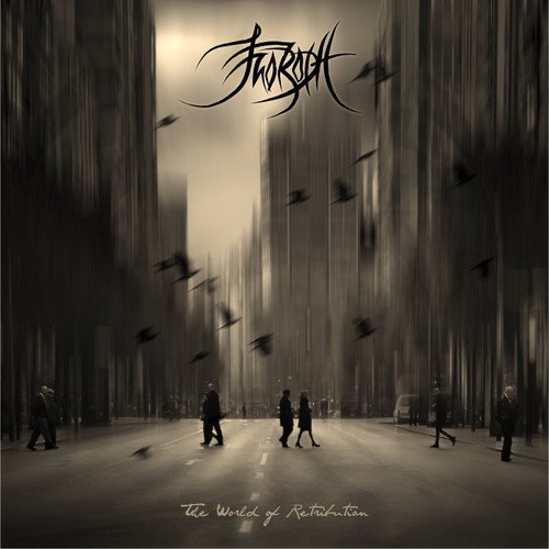 Sepia-toned album cover with blurred city street and silhouetted figures.