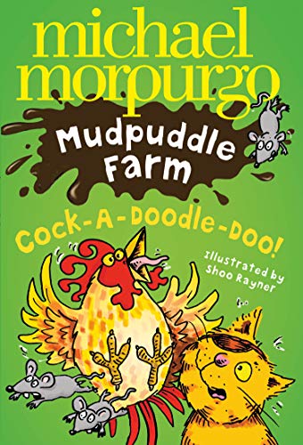 Book cover: a yellow rooster, a cat, and mice in a green scene.