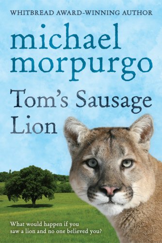 The image depicts a book cover with a lion's head and a green field.
