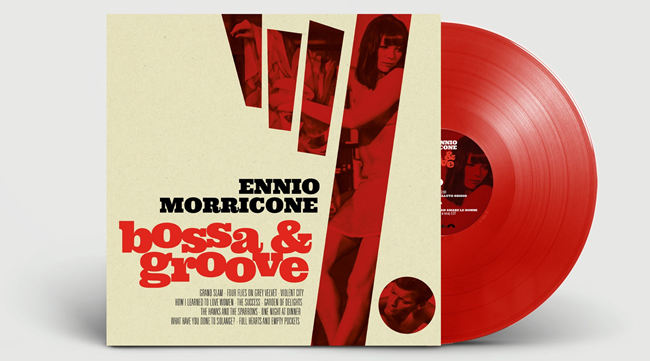 Red vinyl record with album cover featuring a woman in silhouette.