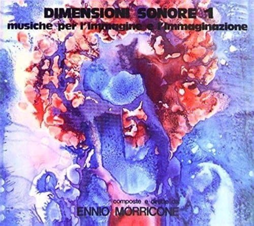 CD cover for Ennio Morricone’s “Dimensioni Sonore 1” with abstract watercolor art.