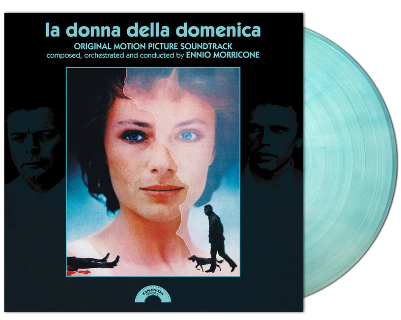 Vinyl record cover for La Donna Della Domenica with a light blue marbled disc.