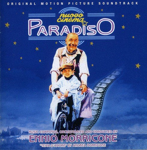 CD cover for "Nuovo Cinema Paradiso" soundtrack, featuring a man and boy.