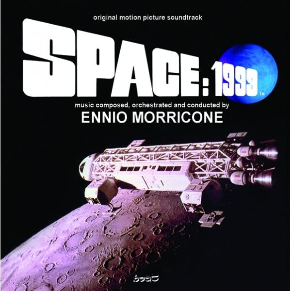 CD cover for "Space: 1999" soundtrack by Ennio Morricone, spaceship image.
